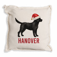 Black Lab Santa Hat Personalized Pillow