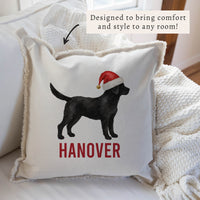 Black Lab Santa Hat Personalized Pillow