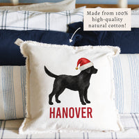 Black Lab Santa Hat Personalized Pillow