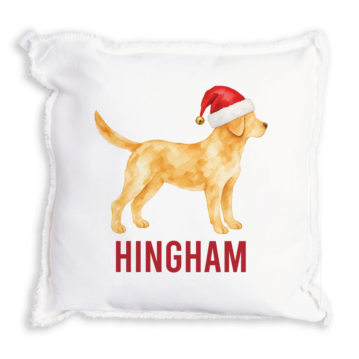 Yellow Lab Santa Hat Personalized Pillow