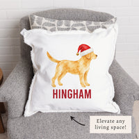 Yellow Lab Santa Hat Personalized Pillow
