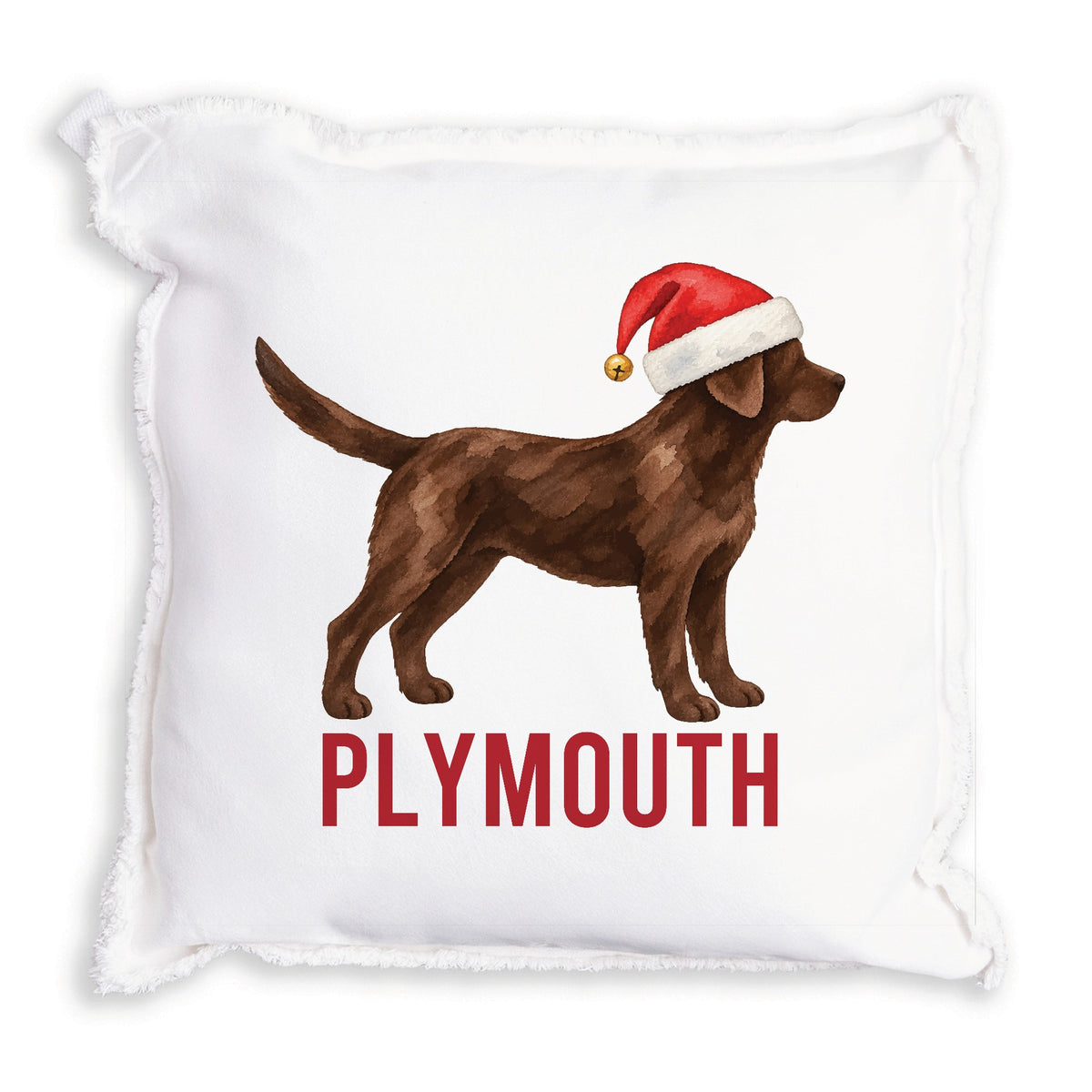 Chocolate Lab Santa Hat Personalized Pillow