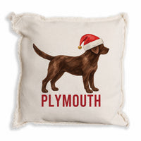 Chocolate Lab Santa Hat Personalized Pillow