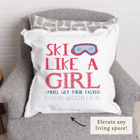 Ski Like A Girl Personalized Pillow