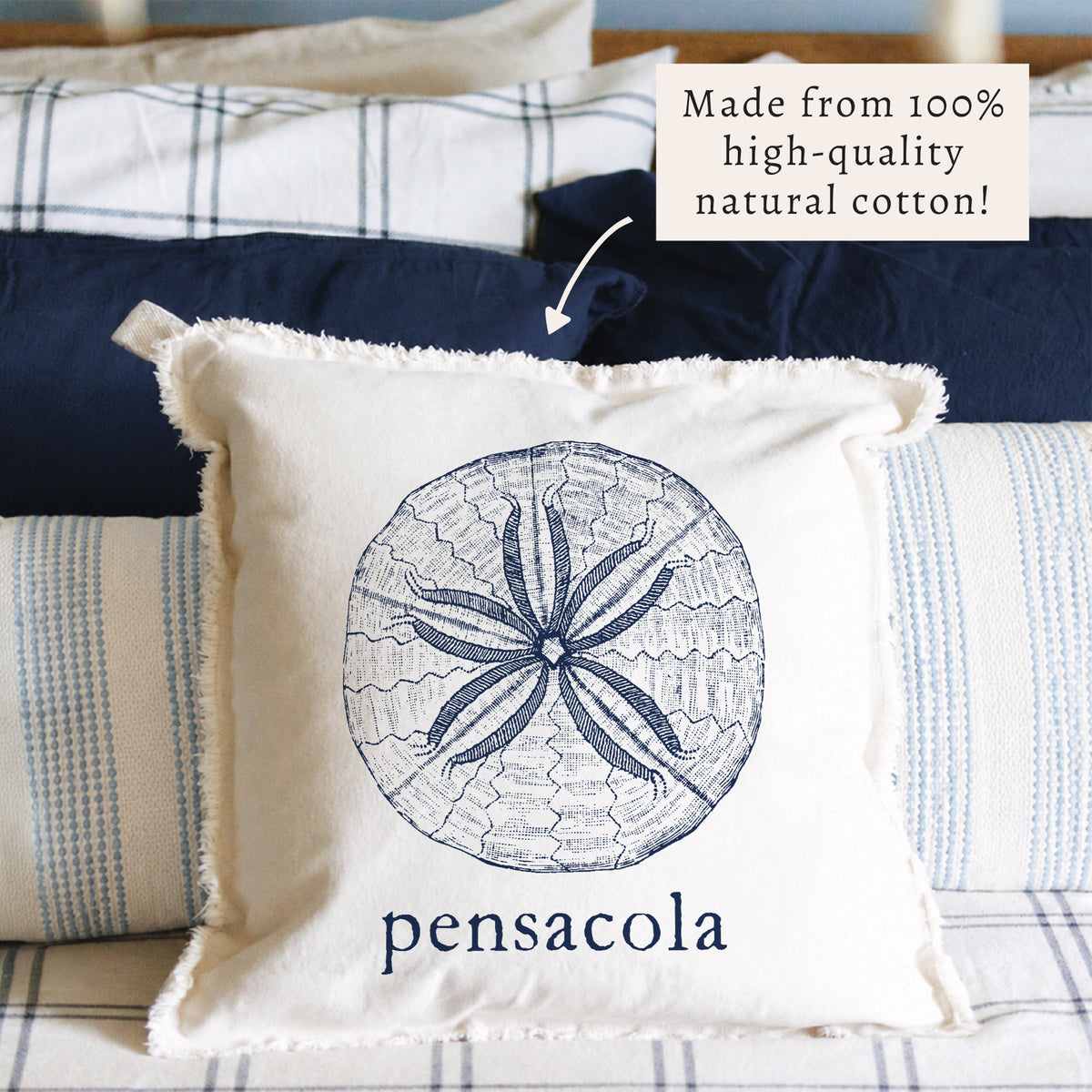 Sand Dollar Sketch Personalized Pillow