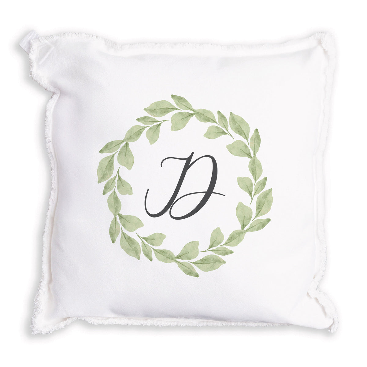 Greenery Laurel Initial Personalized Pillow