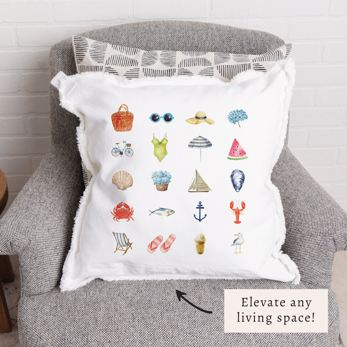 Beach Icons Pillow
