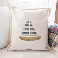Watercolor Sailboat Square Pillow