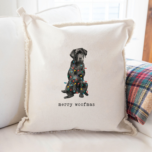 Merry Woofmas Black Lab Square Pillow