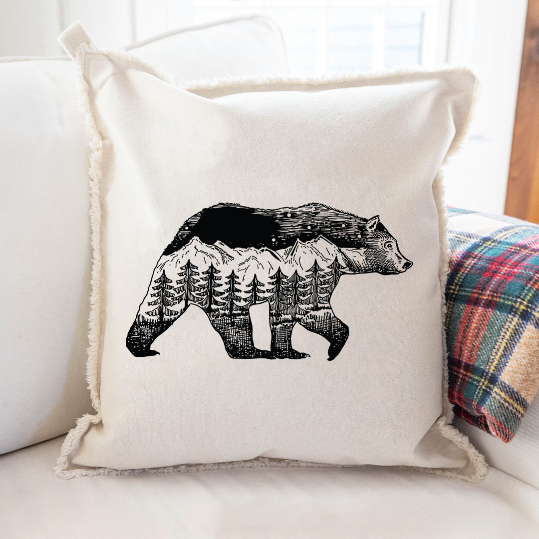 Mountains Bear Square Pillow