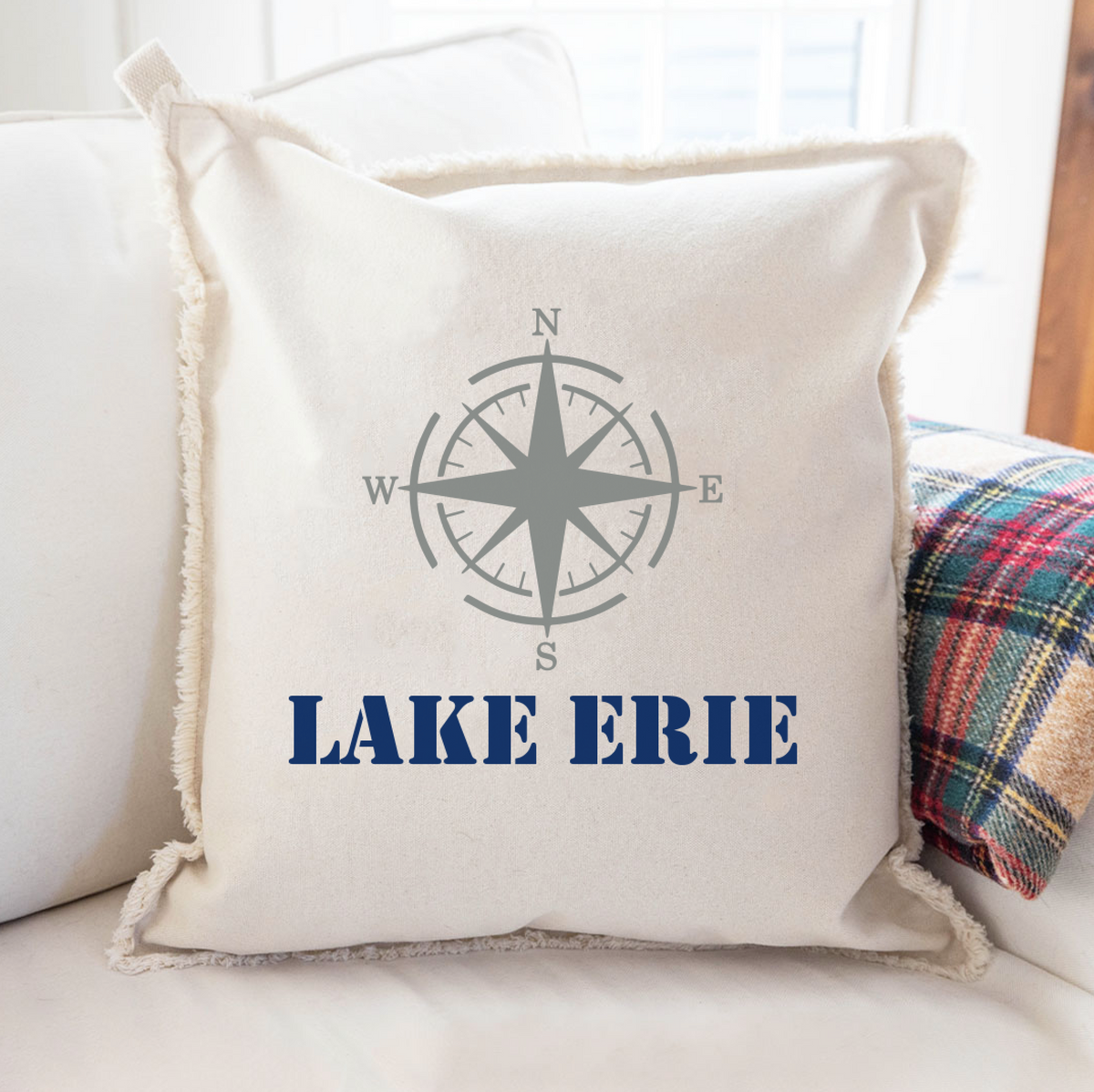 Personalized Compass One Line Text Square Pillow