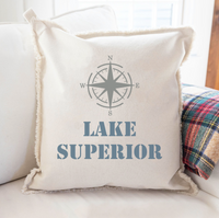 Personalized Compass Two Line Text Square Pillow