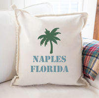 Personalized Palm Tree Two Line Text Square Pillow