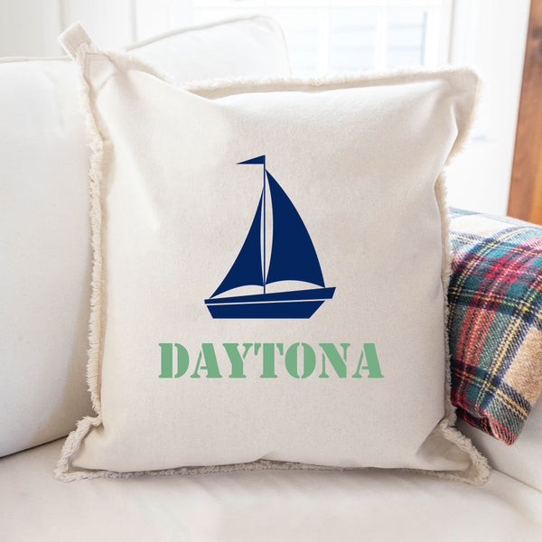 Personalized Sailboat One Line Text Square Pillow