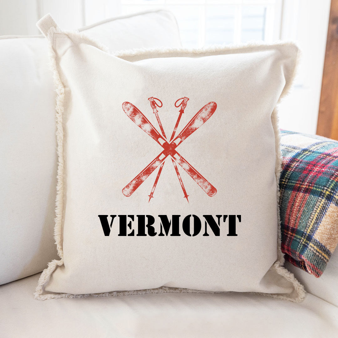 Personalized Skis One Line Text Square Pillow