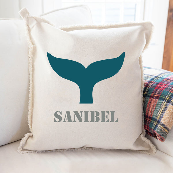 Personalized Whale Tail One Line Text Square Pillow