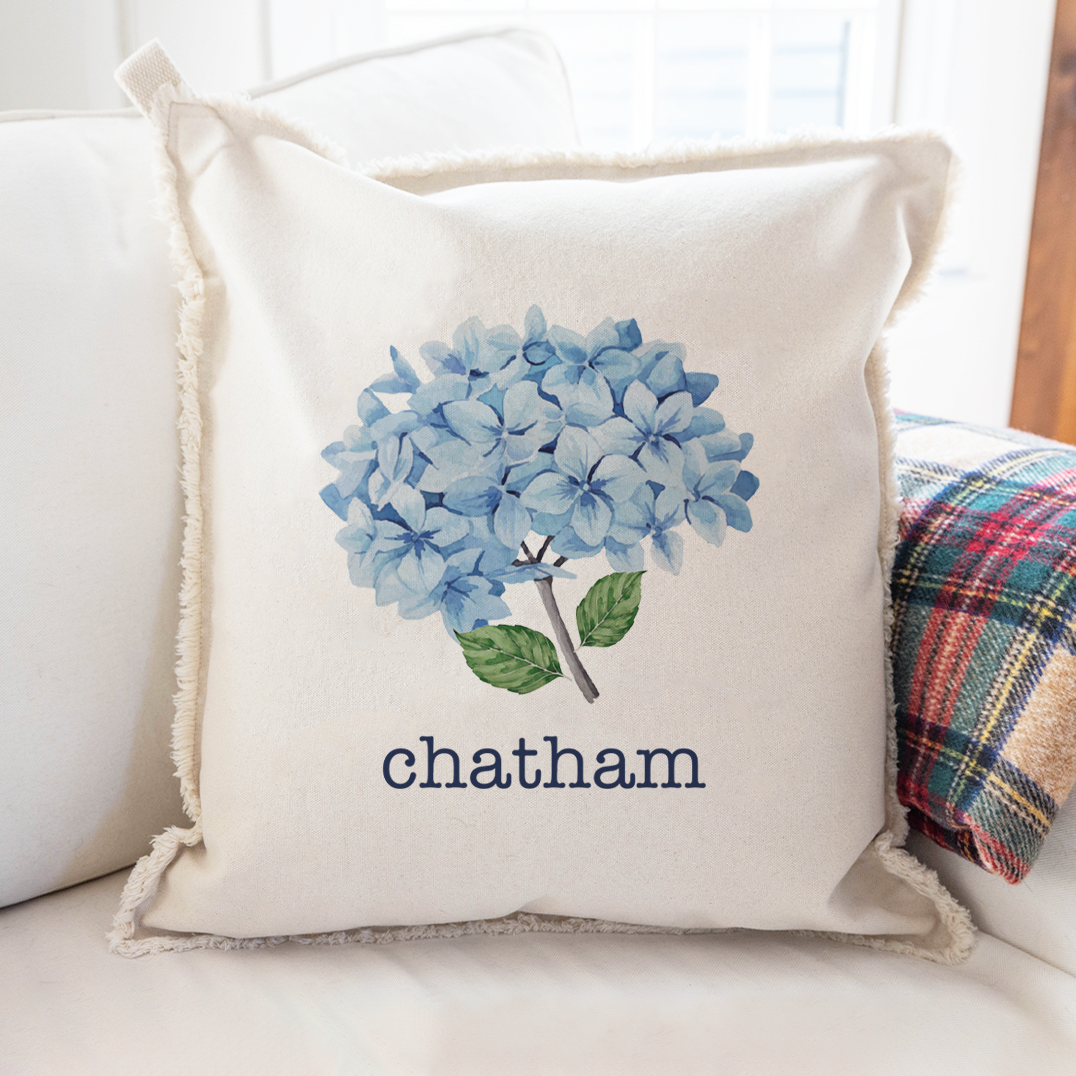 Endless Summer Hydrangea Personalized Square Pillow