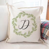 Greenery Initial Personalized Square Pillow