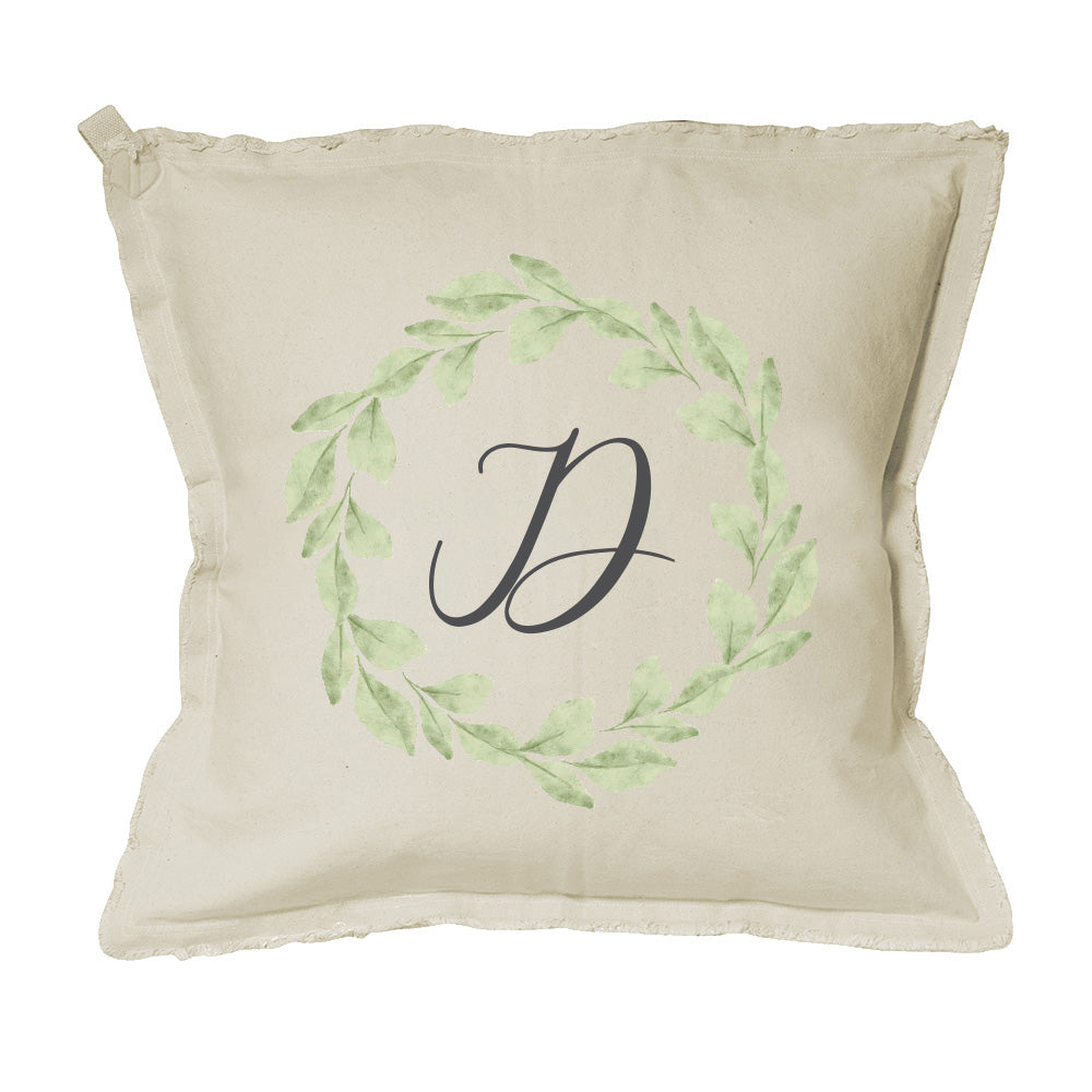 Greenery Initial Personalized Square Pillow