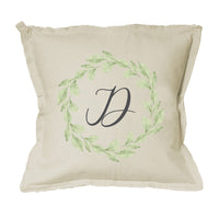 Greenery Initial Personalized Square Pillow