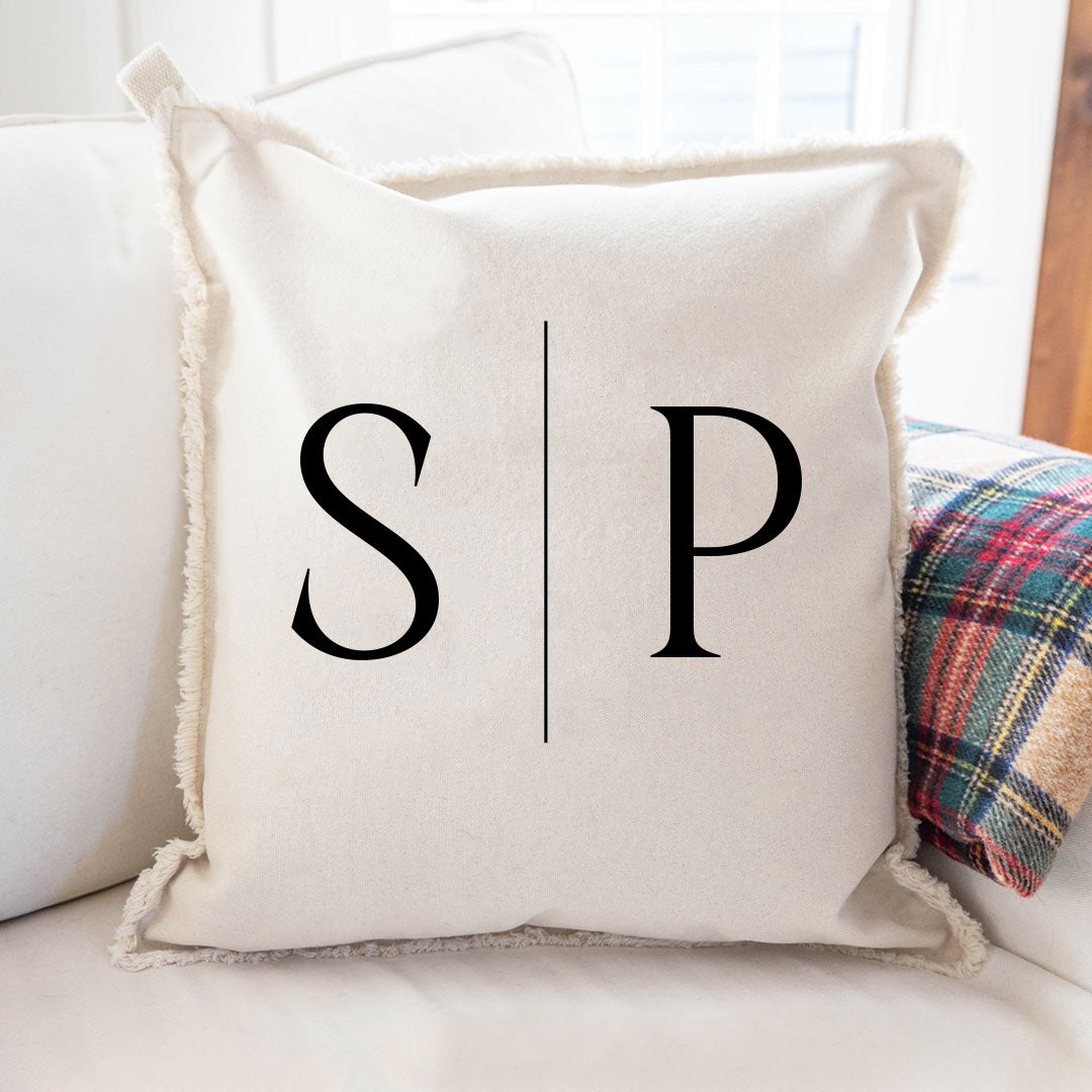 Initials Line Personalized Square Pillow