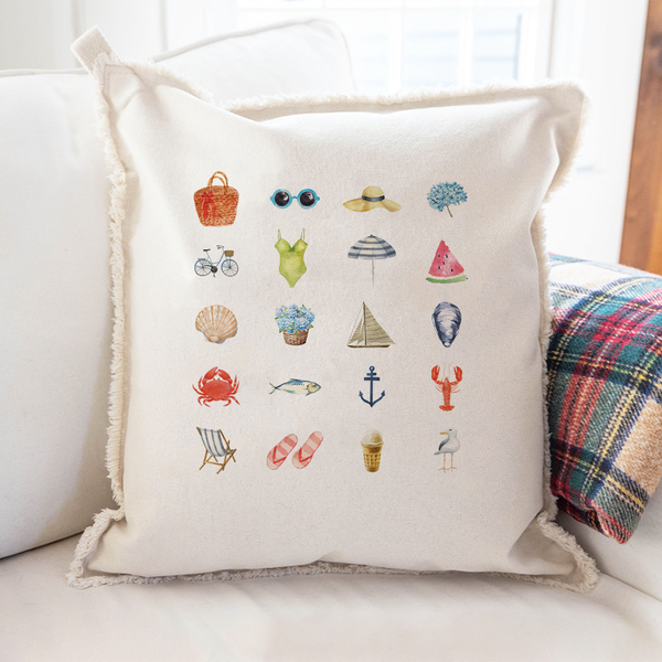 Beach Icons Square Pillow