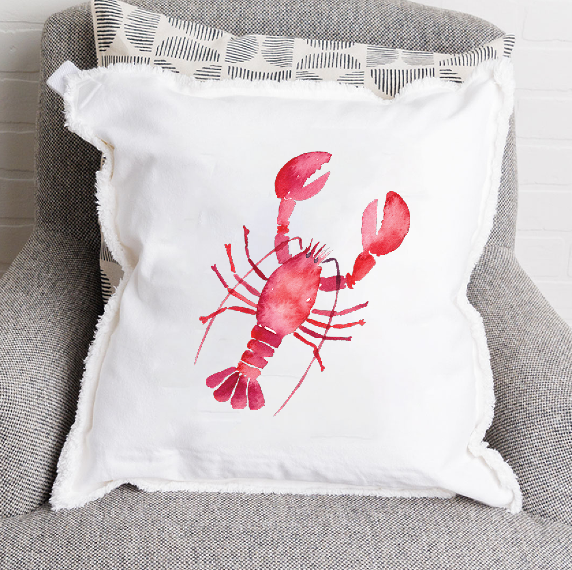 watercolor-lobster-square-pillow
