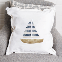 Watercolor Sailboat Square Pillow