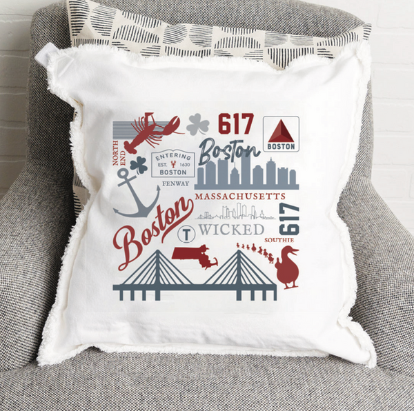 Boston All Things Square Pillow