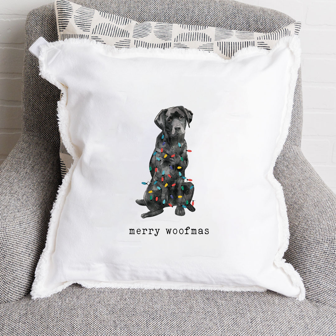 Merry Woofmas Black Lab Square Pillow