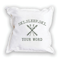 Ski Sleep Ski Personalized Square Pillow