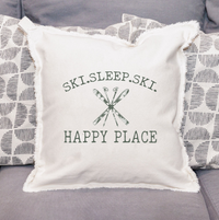 Ski Sleep Ski Personalized Square Pillow