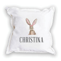 Floral Bunny Personalized Square Pillow