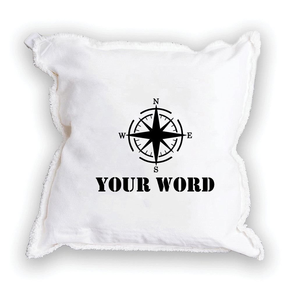 Compass One Line Text Personalized Square Pillow