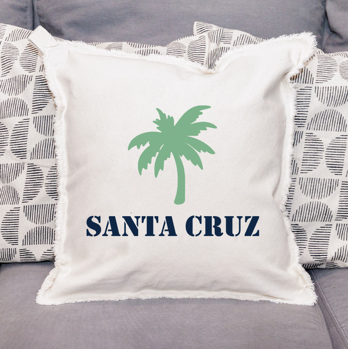 Personalized Palm Tree One Line Text Square Pillow