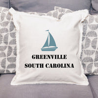 Sailboat Two Line Text Personalized Square Pillow