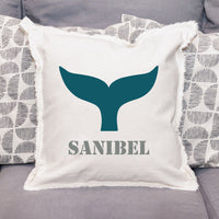 Personalized Whale Tail One Line Text Square Pillow