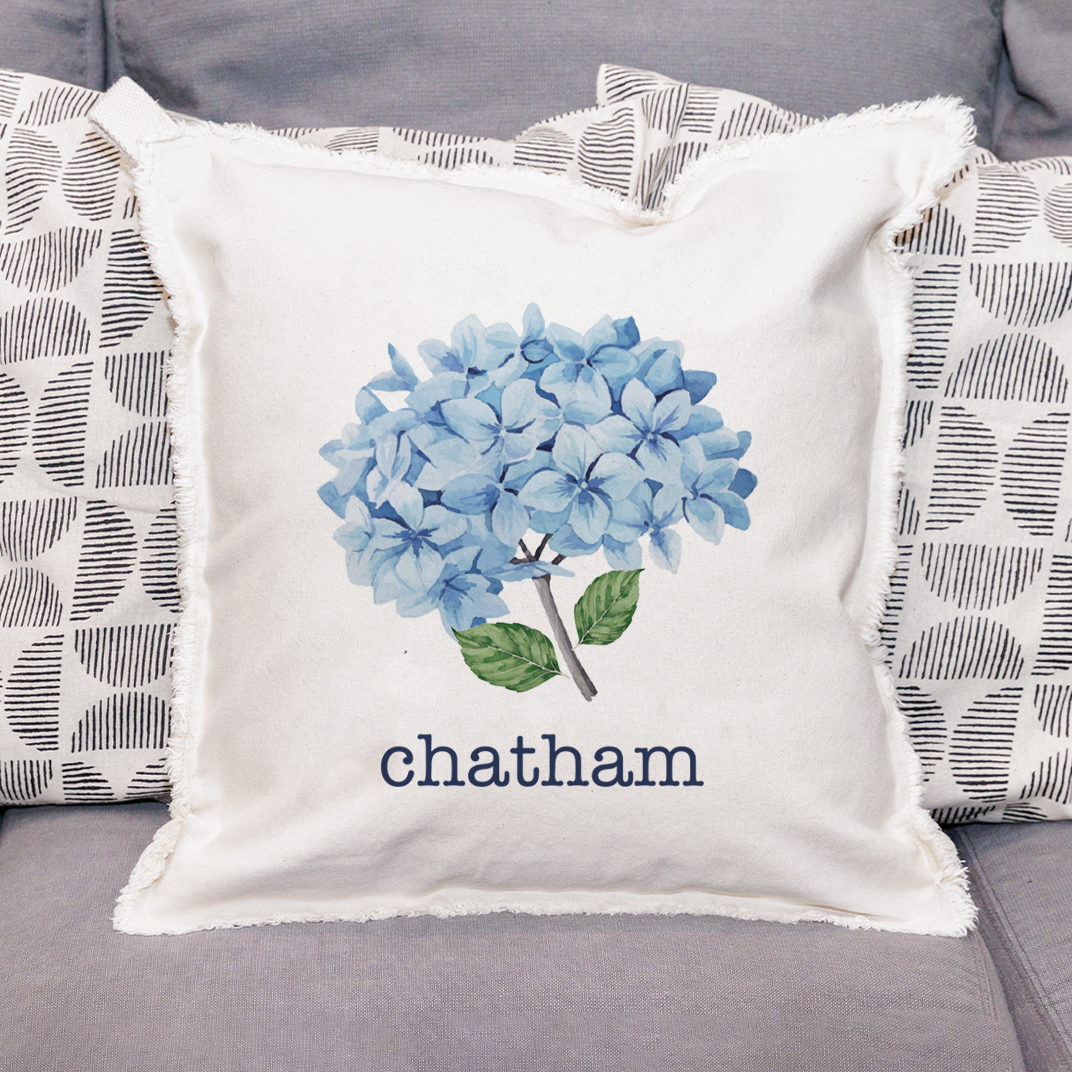 Endless Summer Hydrangea Personalized Square Pillow
