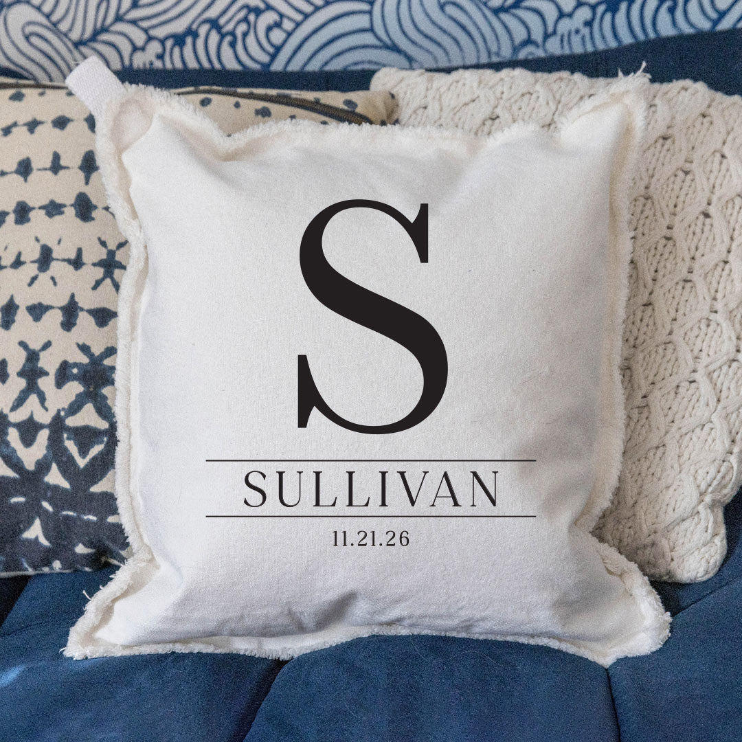 Custom Initial Personalized Square Pillow