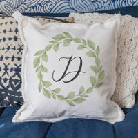Greenery Initial Personalized Square Pillow