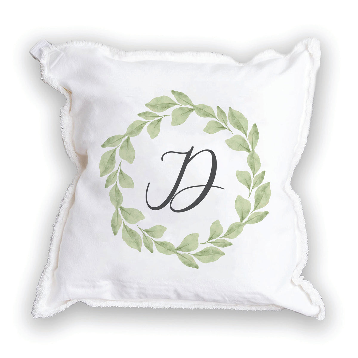 Greenery Initial Personalized Square Pillow