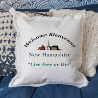Welcome Bienvenue New Hamphshire Lumbar Pillow