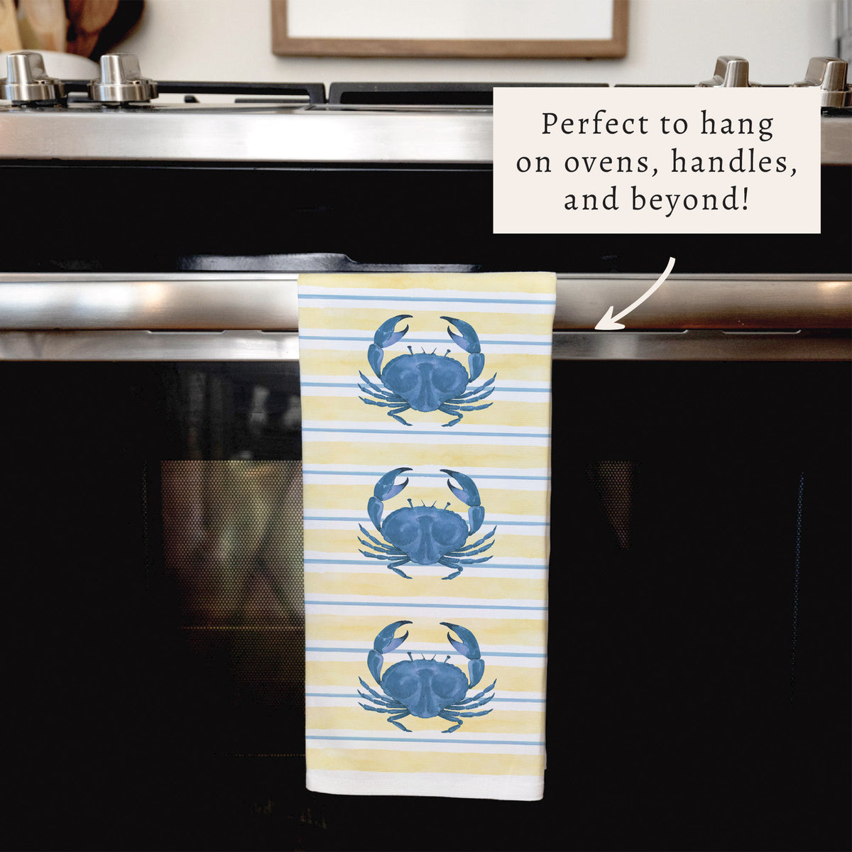 Blue Crab Stripe Tea Towel