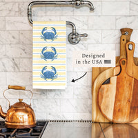 Blue Crab Stripe Tea Towel