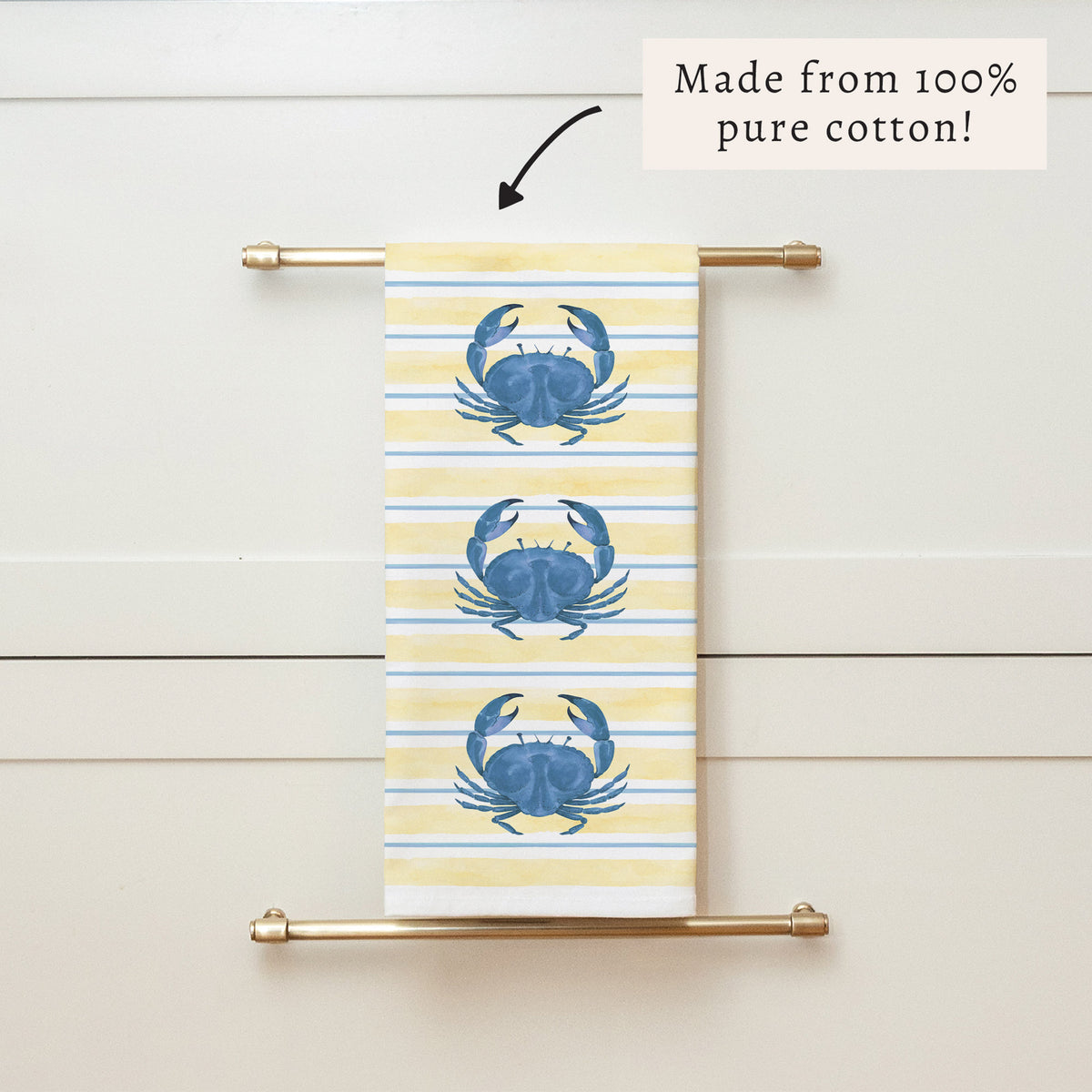 Blue Crab Stripe Tea Towel