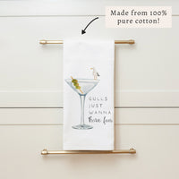 Gulls Just Wanna Have Fun Tea Towel