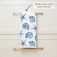 Blue Shell Starfish Pattern Tea Towel