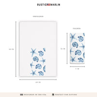 Blue Shell Starfish Pattern Tea Towel
