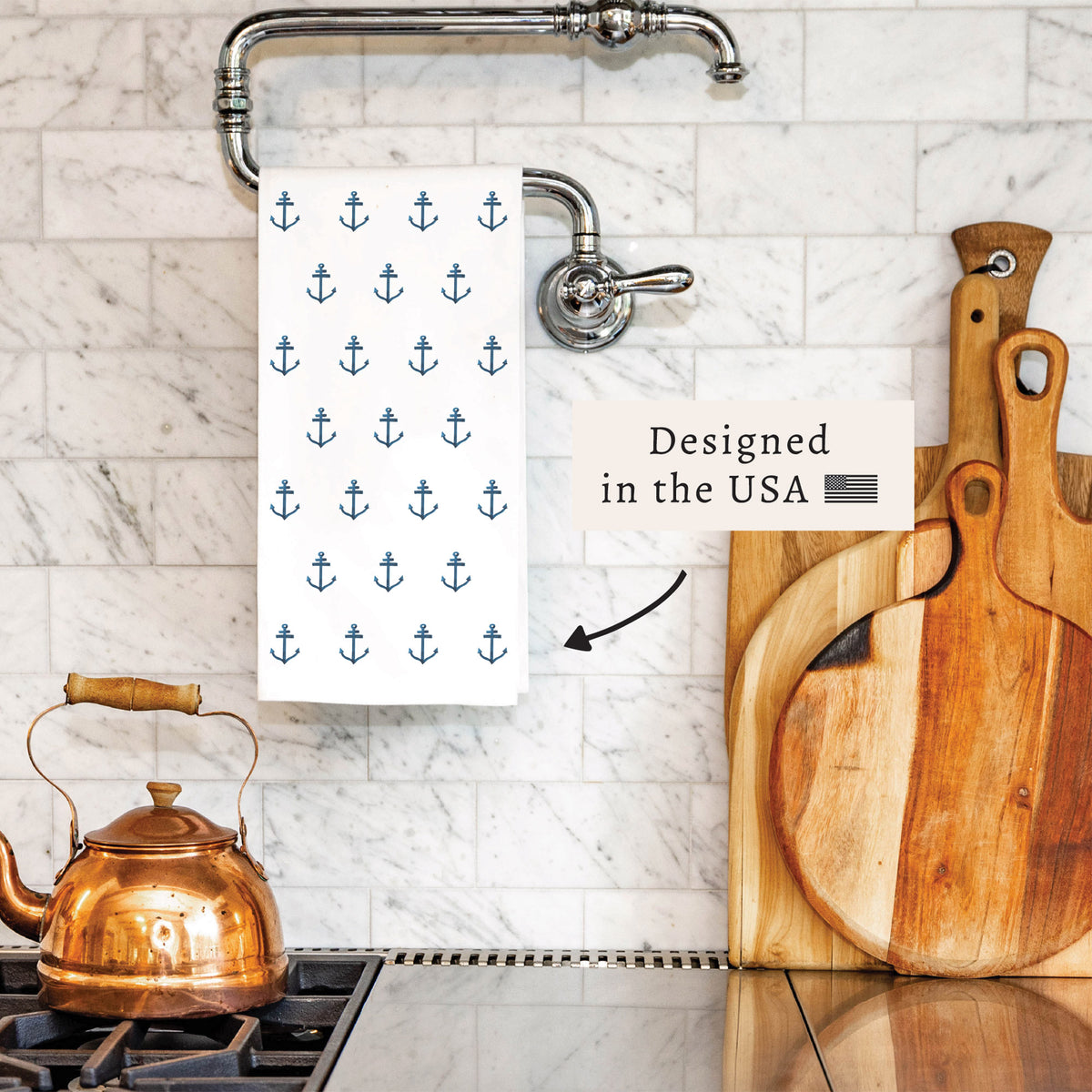 Anchor Pattern Tea Towel