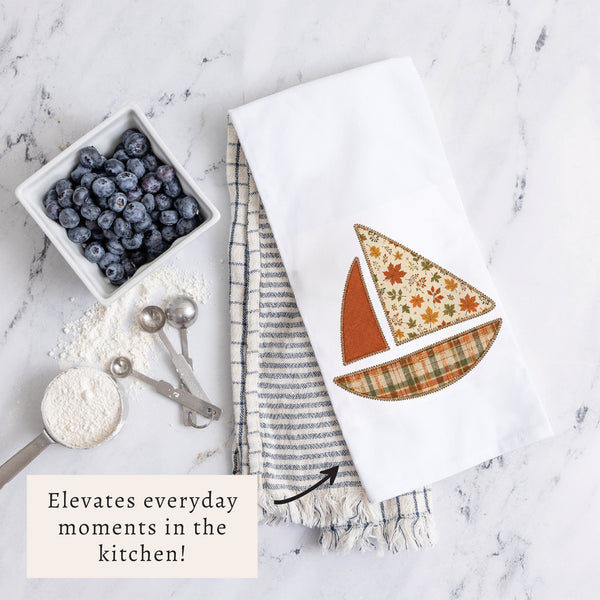 Fall Sailboat Tea Towel